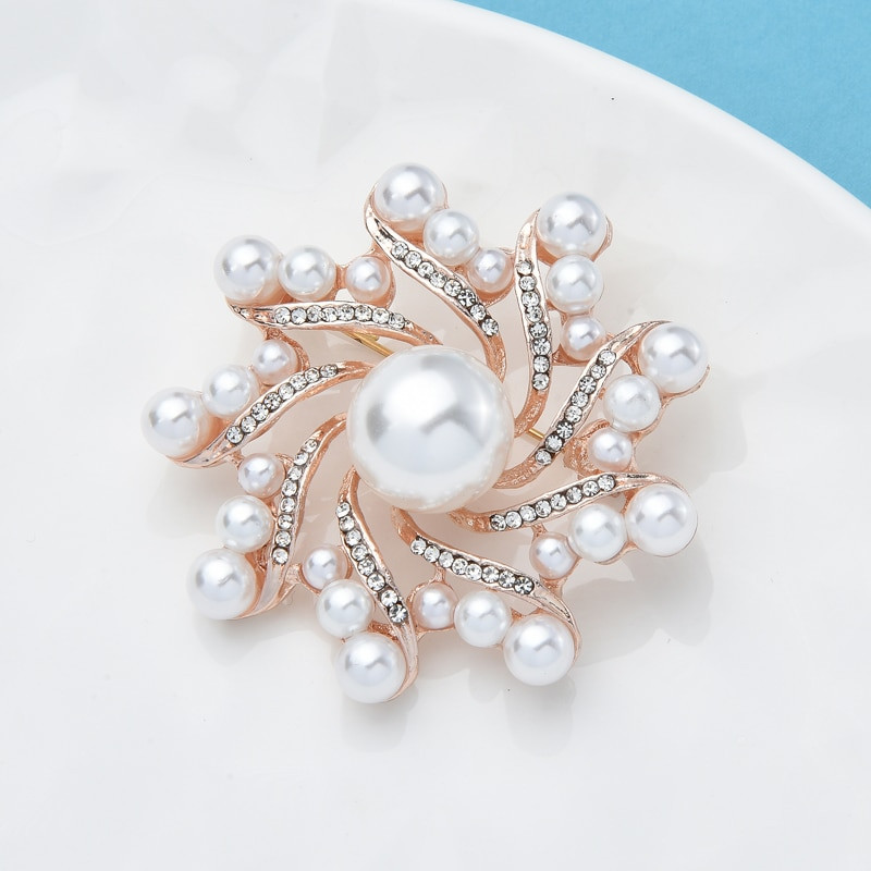 Wuli&baby biserni okrugli cvjetni broševi za žene 2 boje Jednostavno spajanje cvjetnih zabava Uredski broš igle Pokloni