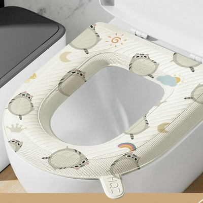 Covoraș lavabil pentru capac pentru toaletă Covoraș impermeabil pentru scaun, în formă de O, pentru capac pentru toaletă, pentru bideu, accesorii pentru baie