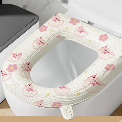 Covoraș lavabil pentru capac pentru toaletă Covoraș impermeabil pentru scaun, în formă de O, pentru capac pentru toaletă, pentru bideu, accesorii pentru baie
