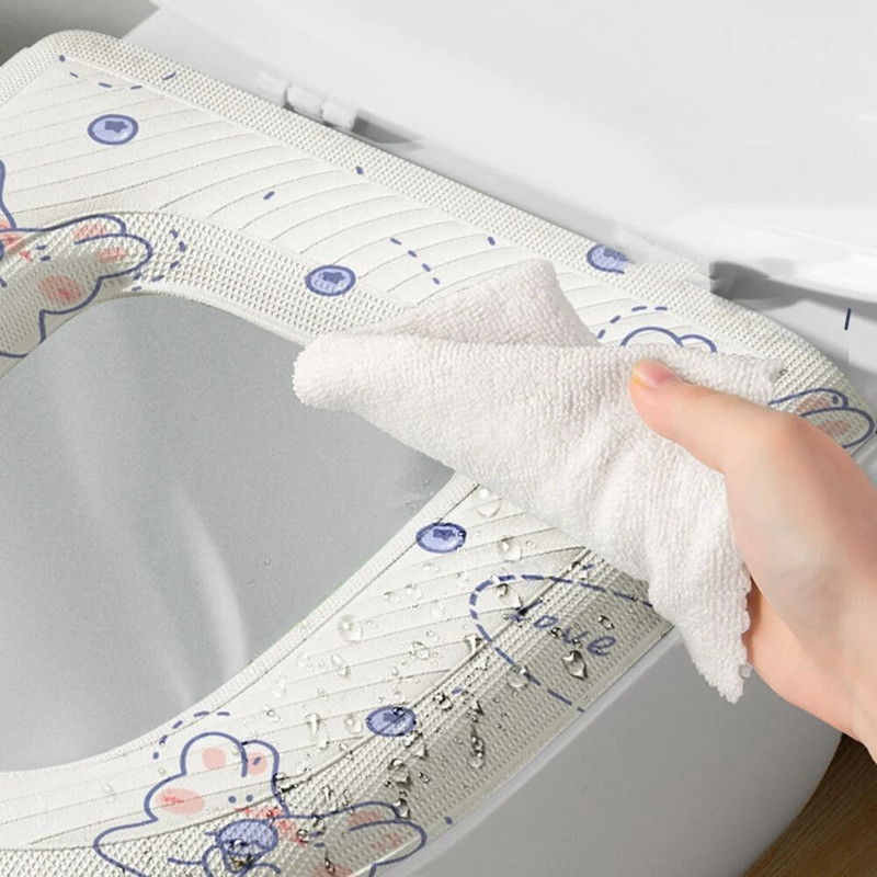 Covoraș lavabil pentru capac pentru toaletă Covoraș impermeabil pentru scaun, în formă de O, pentru capac pentru toaletă, pentru bideu, accesorii pentru baie