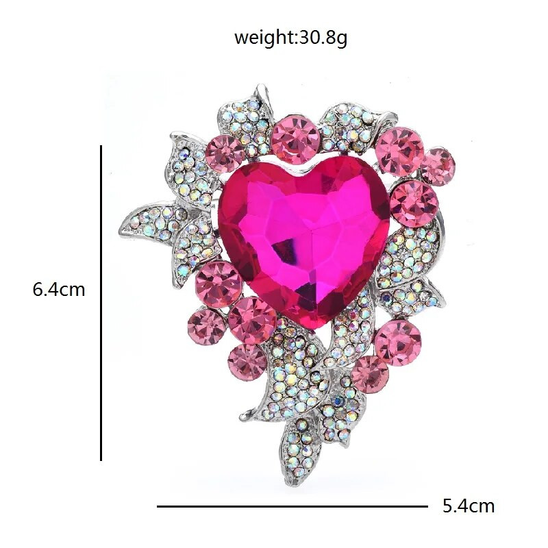Wuli&baby Crystal Mere Südameprossid Naistele Unisex 3-värviline Palace Style 3-värviline Love Party Office Pross Pin Kingid