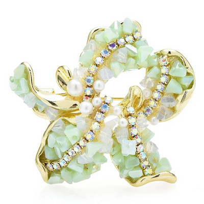 Wuli&baby käsitööna valmistatud orhidee lilleprossid naistele Unisex 3-värvilised kristallist kaunid taimed peokontori prossinõelad Kingitused