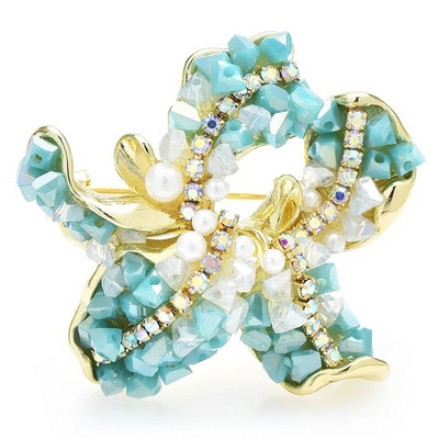 Wuli&baby käsitööna valmistatud orhidee lilleprossid naistele Unisex 3-värvilised kristallist kaunid taimed peokontori prossinõelad Kingitused