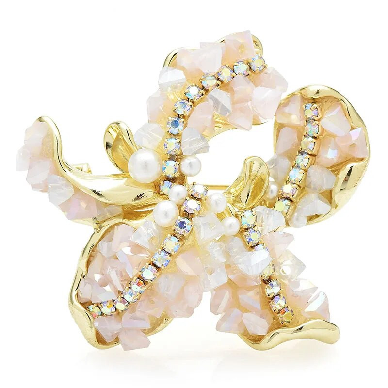 Wuli&baby käsitööna valmistatud orhidee lilleprossid naistele Unisex 3-värvilised kristallist kaunid taimed peokontori prossinõelad Kingitused