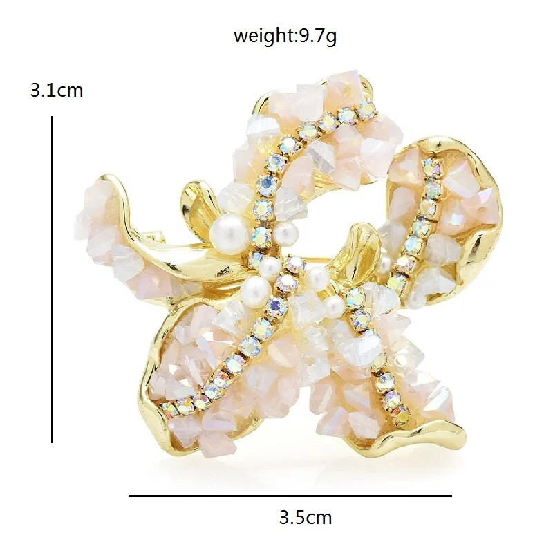 Wuli&baby käsitööna valmistatud orhidee lilleprossid naistele Unisex 3-värvilised kristallist kaunid taimed peokontori prossinõelad Kingitused