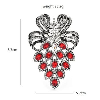 Wuli&baby Винтидж блестящи гроздови брошки за жени Унисекс 2-цветни луксозни плодове, цветя, парти, офис брошка, игли, подаръци