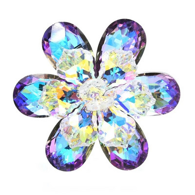 Wuli&baby 4 spalvų stiklinės gėlių sagės moterims Naujos putojančios gėlių sagės vakarėliui biuro segės Naujųjų metų dovanos