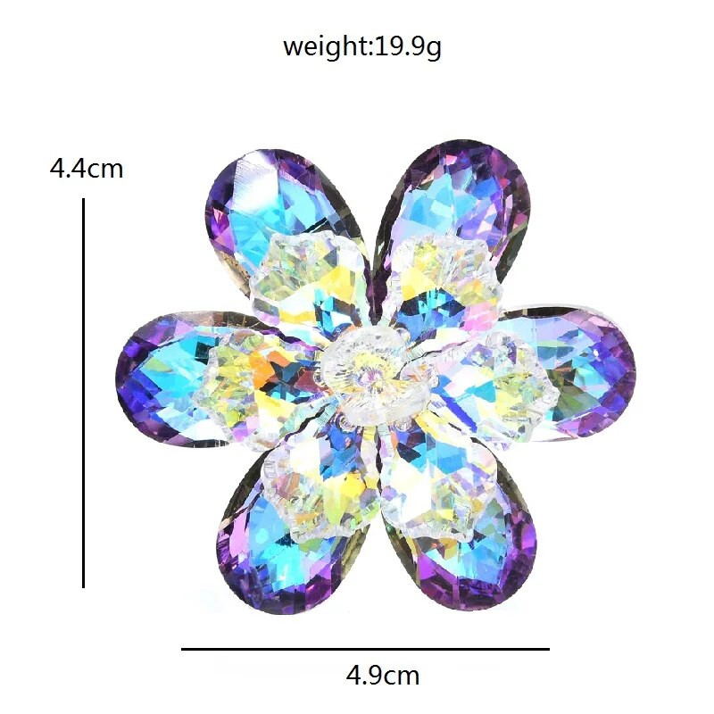 Wuli&baby 4 spalvų stiklinės gėlių sagės moterims Naujos putojančios gėlių sagės vakarėliui biuro segės Naujųjų metų dovanos