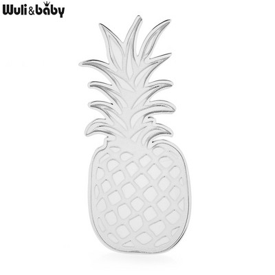 Wuli&baby 2-värvilised roostevabast terasest ananassist prossid naistele Unisex Fruits Plants Peokontori prossinõel Kingitus