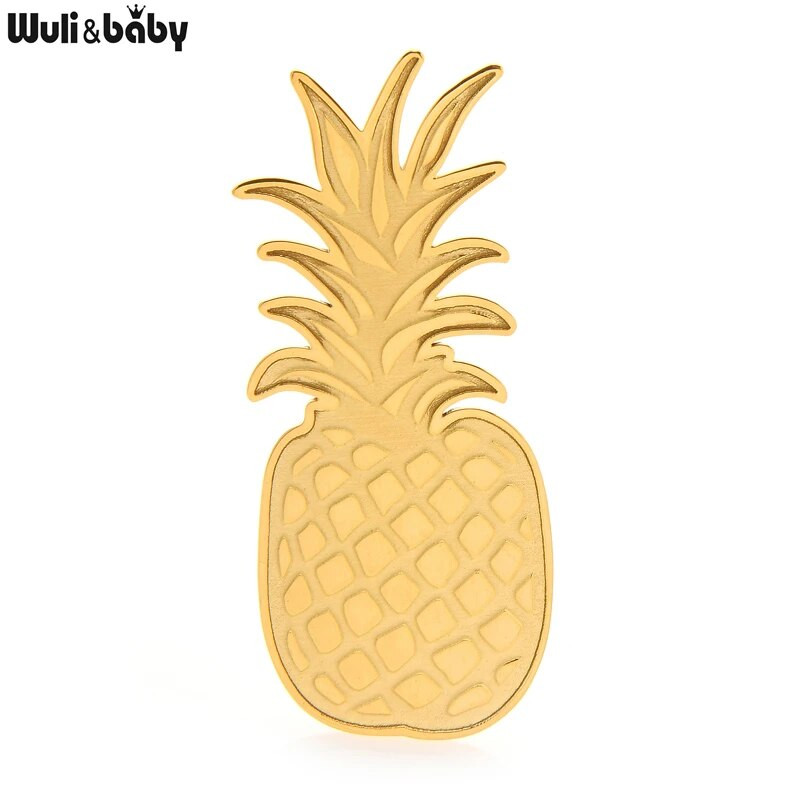 Wuli&baby 2-värvilised roostevabast terasest ananassist prossid naistele Unisex Fruits Plants Peokontori prossinõel Kingitus