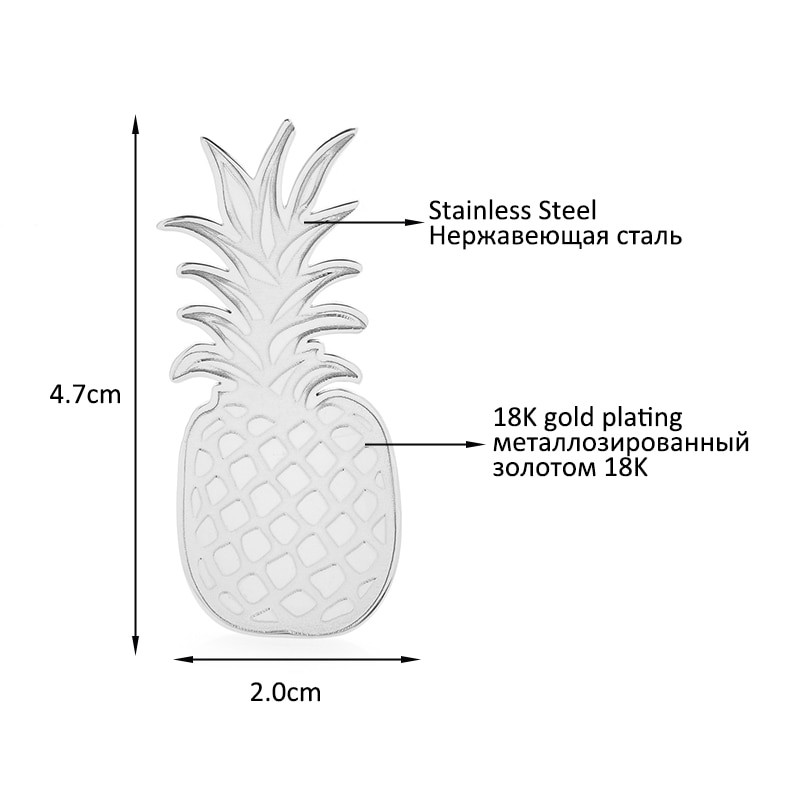 Wuli&baby 2-värvilised roostevabast terasest ananassist prossid naistele Unisex Fruits Plants Peokontori prossinõel Kingitus