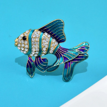 CINDY XIANG Красиви цветни брошки с тропически риби за Wmen Налични 3 цвята Игла с животни Блестящи аксесоари