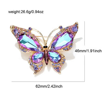 CINDY XIANG Блестящи кристални брошки с пеперуди за жени Голяма игла за насекоми Елегантни сватбени аксесоари Налични 2 цвята