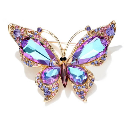 CINDY XIANG Broșe cu fluturi din cristal strălucitor pentru femei, ac cu insecte mari, accesorii de nuntă elegante, 2 culori disponibile