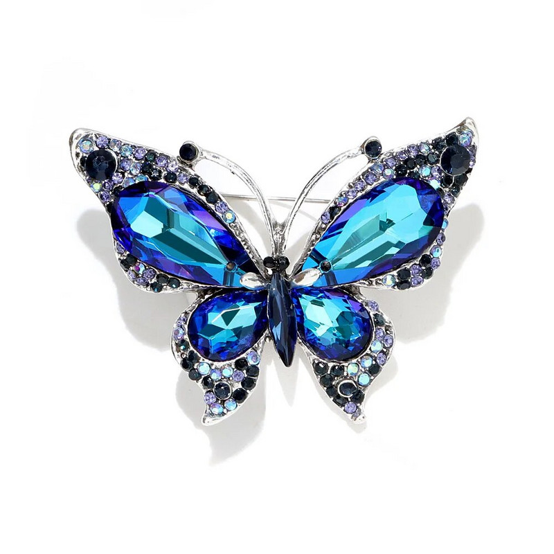 CINDY XIANG Shining Crystal Butterfly καρφίτσες για γυναίκες Μεγάλη καρφίτσα από έντομα Κομψά αξεσουάρ γάμου 2 διαθέσιμα χρώματα