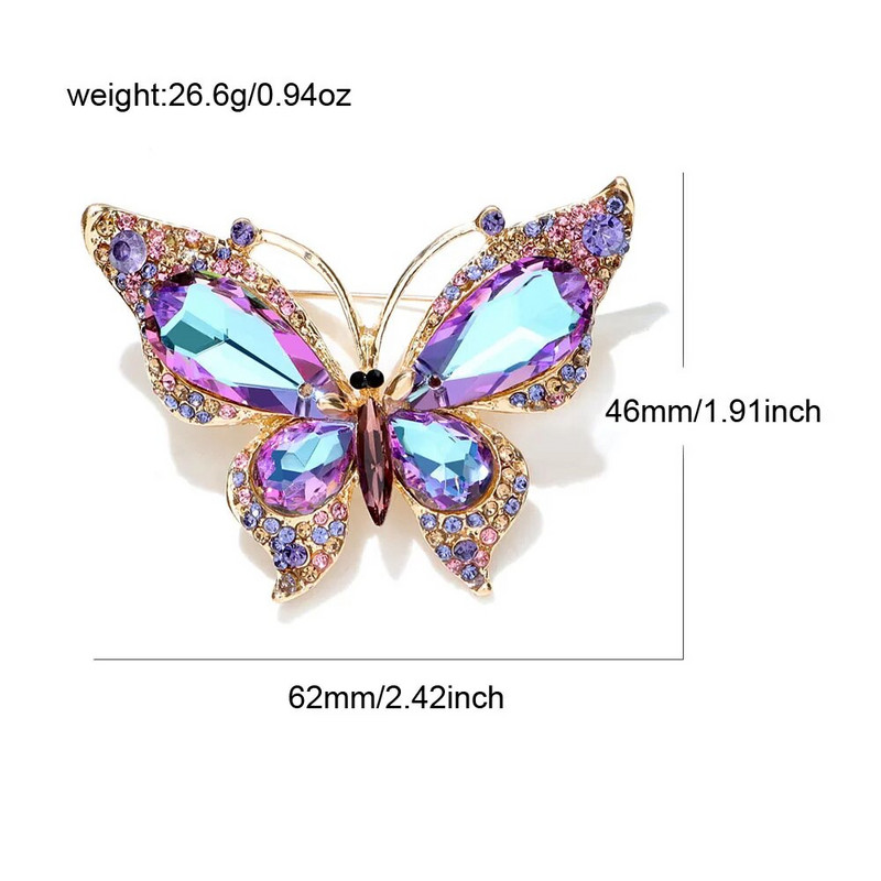 CINDY XIANG Shining Crystal Butterfly καρφίτσες για γυναίκες Μεγάλη καρφίτσα από έντομα Κομψά αξεσουάρ γάμου 2 διαθέσιμα χρώματα