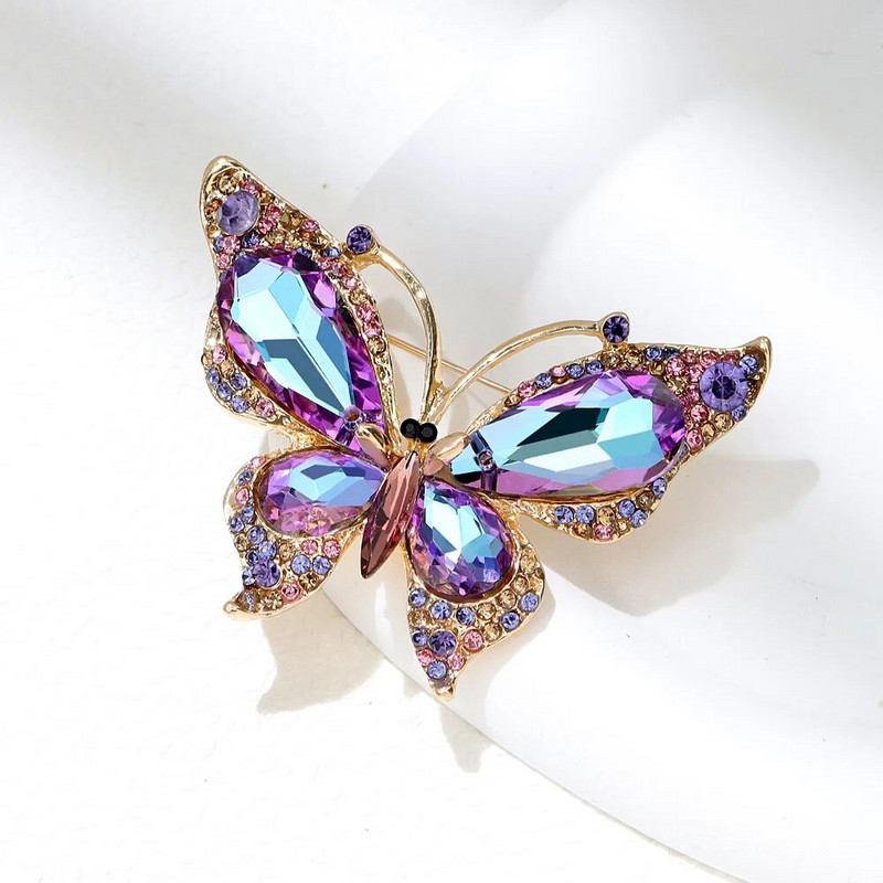 CINDY XIANG Shining Crystal Butterfly καρφίτσες για γυναίκες Μεγάλη καρφίτσα από έντομα Κομψά αξεσουάρ γάμου 2 διαθέσιμα χρώματα