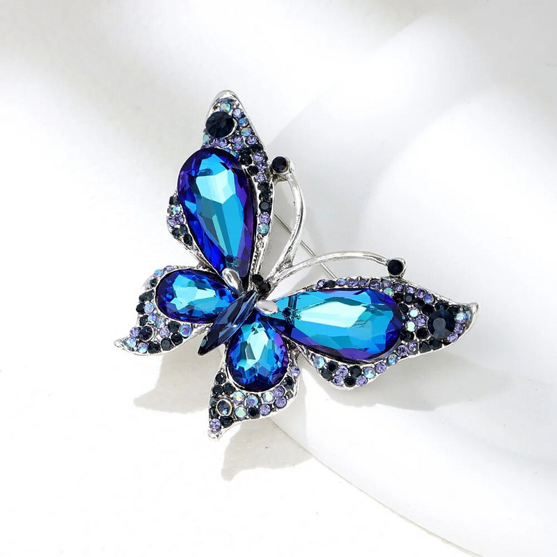 CINDY XIANG Shining Crystal Butterfly καρφίτσες για γυναίκες Μεγάλη καρφίτσα από έντομα Κομψά αξεσουάρ γάμου 2 διαθέσιμα χρώματα