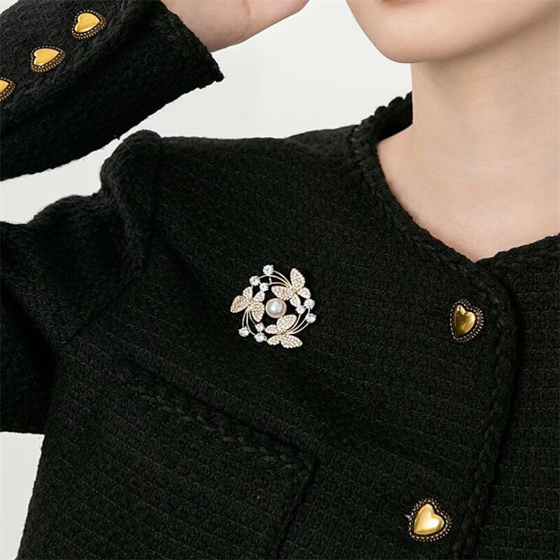 Temperamentne liblikas pärl kristallist pärg pross, mood ehteülikond, kalliskivist inkrusteeritud helde pross, kingitus 2023