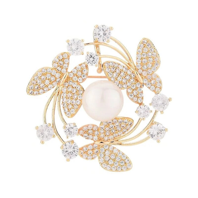 Temperamentne liblikas pärl kristallist pärg pross, mood ehteülikond, kalliskivist inkrusteeritud helde pross, kingitus 2023