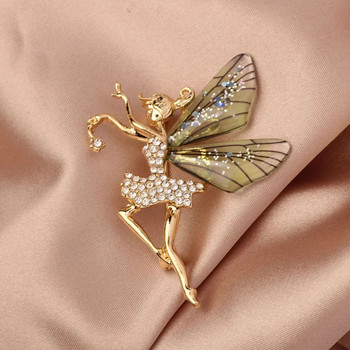 Луксозни прозрачни крила фея брошка елегантна пеперуда балетни танцьори игли креативни кристали сплав аксесоари за дрехи подаръци