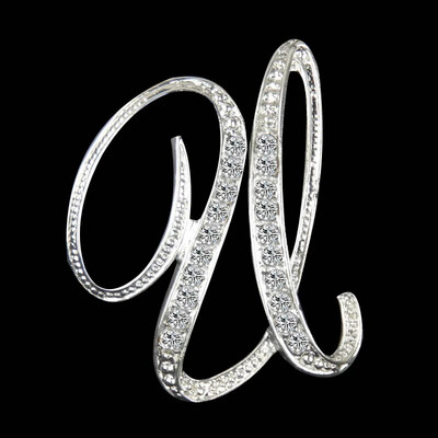 AZ Letter Χαριτωμένη καρφίτσα για γυναίκες Ανδρικά στρας Κρυστάλλινα ασημί Χρώμα Μεταλλικές καρφίτσες Κοσμήματα Αξεσουάρ Χριστουγεννιάτικο δώρο