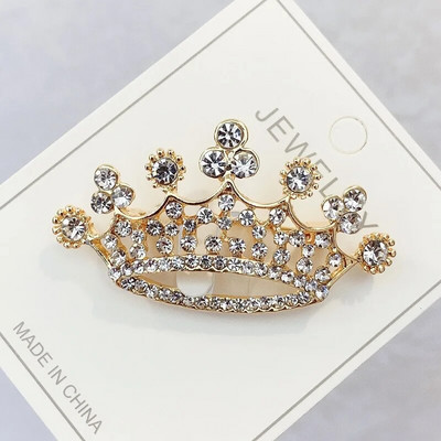 Μεταλλικό κράμα ζιργκόν με κορώνα καρφίτσα πέτο πουκάμισο καρφίτσες γιακά καρφίτσες στρας Royal Pearl καρφίτσες για γυναίκες Αξεσουάρ Fashion Jew