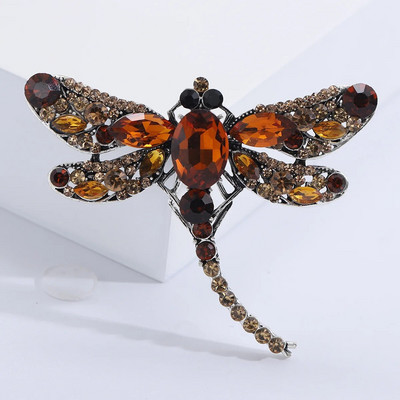 Ženski veliki kristalni vintage vilin konjic broševi gradijent cirkonski broš kukac igla modni dodaci za kaput slatki dragulj