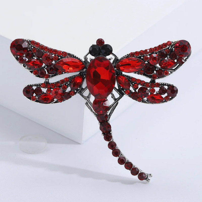 Ženski veliki kristalni vintage vilin konjic broševi gradijent cirkonski broš kukac igla modni dodaci za kaput slatki dragulj