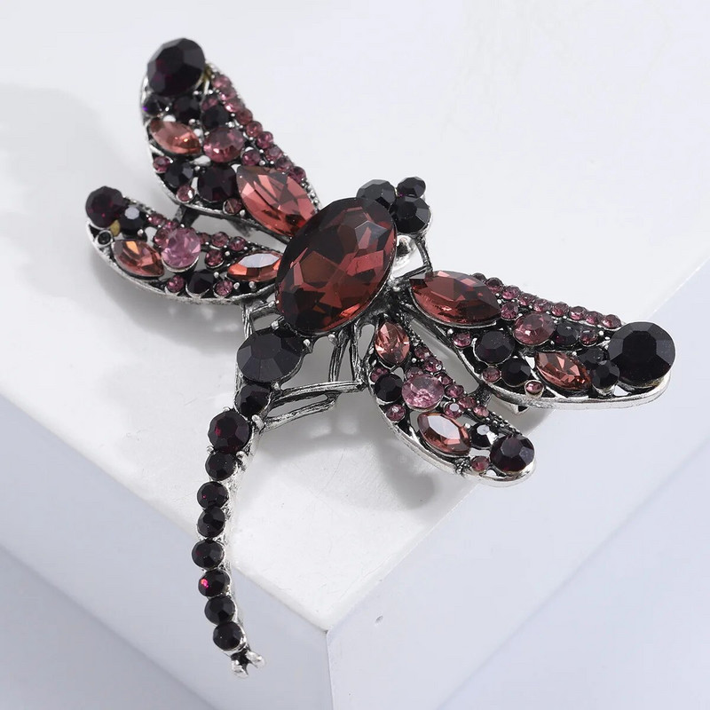 Ženski veliki kristalni vintage vilin konjic broševi gradijent cirkonski broš kukac igla modni dodaci za kaput slatki dragulj