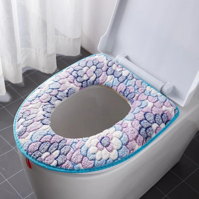 Lillesoe WC-poti kate istme kate Pealmine kate Vannitoa soojem WC-poti kauss Pehme tõmblukuga pestav WC-istme kate