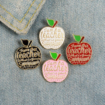 Καρφίτσες από σμάλτο μήλου 4 Στυλ Καρφίτσα Superpower Badge Καρφίτσα Τζιν Colthes Τσάντες Cartoon Σήματα φρούτων Κοσμήματα Δώρα για δασκάλους