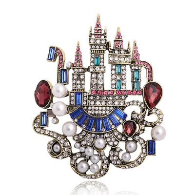 Wuli&baby lielas Rhinestone pils saktas sievietēm Dizaineru trīskrāsu vintage romantiskas pils ballītes banketu saktas piespraudes dāvanas