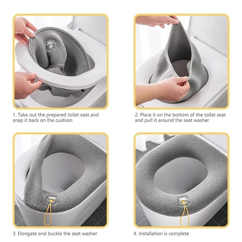 Mīksts ziemas silts tualetes sēdekļa pārvalks, biezs Closestool, adīšanas paklājiņš tualetes paliktnis, spilvens, mazgājams bidē pārklājs vannas istabas piederumi.