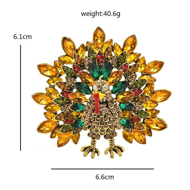 Wuli&baby Rhinestone`i kalkunist prossid naistele, meestele, 2-värvilised kana tänupäeva prossipõled Kingitused