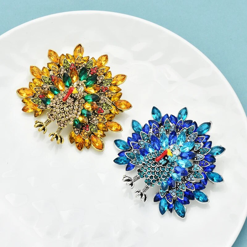 Wuli&baby Rhinestone`i kalkunist prossid naistele, meestele, 2-värvilised kana tänupäeva prossipõled Kingitused