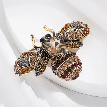Винтидж класически дамски луксозни пчелни кристални брошки Бижута Големи Rhinesotne метални значки с насекоми за дамски костюм Палто Брошки Игли Подарък