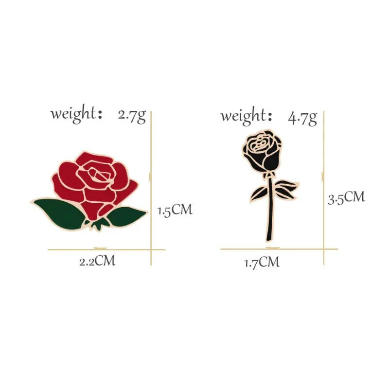 Ilus lillemärk Punane Must Roos Emailnõelad Metallist Mood Prossid Sõbrapäeva kingitus Sõbrannale Seljakott Reväärikübar Ehted