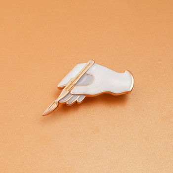 Бели ръкавици Hanreshe със скалпел Хирургическа брошка Игли Емайлирана значка на ревера Медицински бижута за хирург Доктор Медицинска сестра