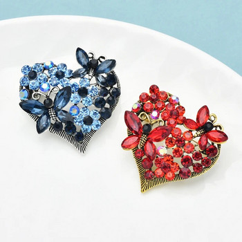 Καρφίτσες Wuli&baby Shining Heart για Γυναικείες Unisex 2 χρώματα Rhinestone Flower Butterfly Love Party Καρφίτσες γραφείου Δώρα