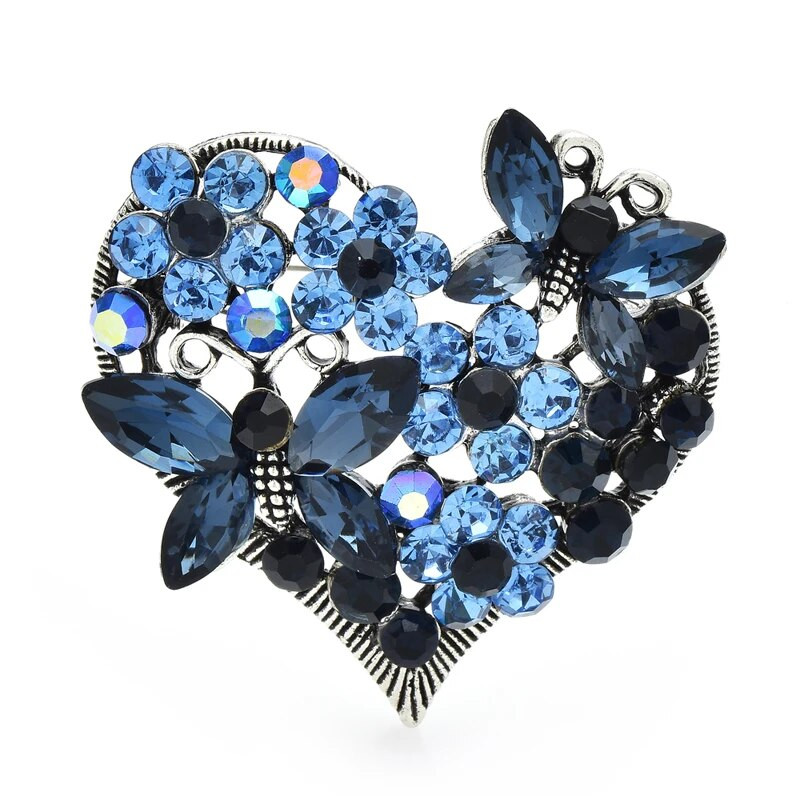 Wuli&baby Säravad Südameprossid Naistele Unisex 2-värvilised Rhinestone Flower Butterfly Love Party Kontori prossinõelad Kingitused