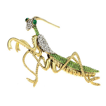 CINDY XIANG Rhinestone Μεγάλο Πράσινο Χρώμα Mantis Καρφίτσα Unisex Γυναικείες και Ανδρικές καρφίτσες εντόμων Τελευταίο στυλ
