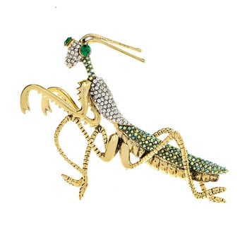 CINDY XIANG Rhinestone Μεγάλο Πράσινο Χρώμα Mantis Καρφίτσα Unisex Γυναικείες και Ανδρικές καρφίτσες εντόμων Τελευταίο στυλ