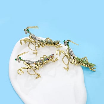 CINDY XIANG Rhinestone Μεγάλο Πράσινο Χρώμα Mantis Καρφίτσα Unisex Γυναικείες και Ανδρικές καρφίτσες εντόμων Τελευταίο στυλ