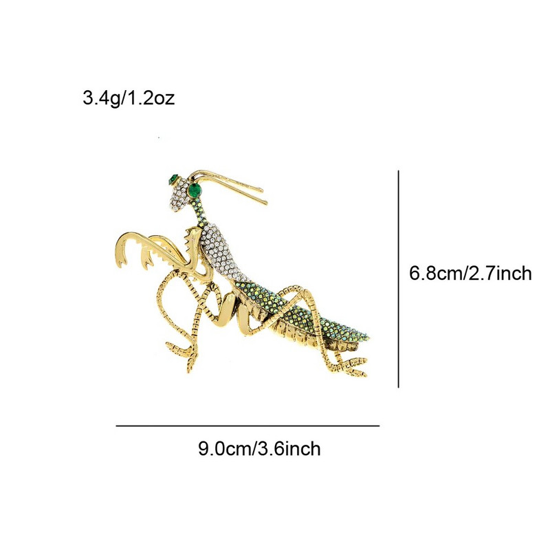 CINDY XIANG Veliki zeleni broš s bogomoljkom od vještačkih dijamanata Unisex pribadača s insektima za žene i muškarce Najnoviji stil
