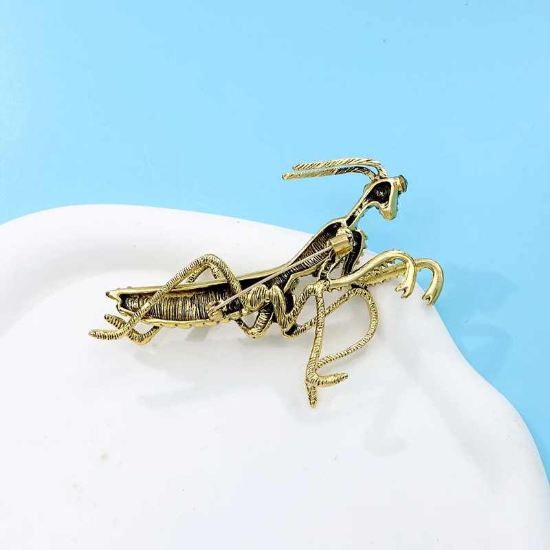 CINDY XIANG Veliki zeleni broš s bogomoljkom od vještačkih dijamanata Unisex pribadača s insektima za žene i muškarce Najnoviji stil