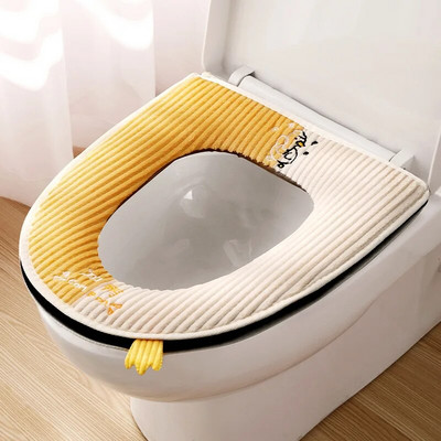 Ζεστό φανελένιο κάλυμμα καθίσματος τουαλέτας Χειμερινό παχύτερο μαξιλάρι μπάνιου Μαξιλάρι τουαλέτας με λαβή Χαλάκι τουαλέτας Αξεσουάρ μπάνιου