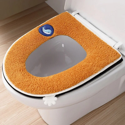 Topla flanelska podloga za WC sjedalo Zimska deblja kupaonska podloga za WC školjku Jastuk s ručkom Closestool Mat Kupaonski pribor