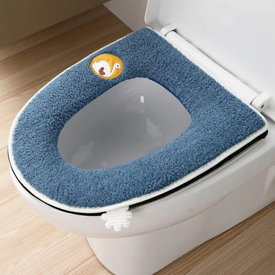 Topla flanelska podloga za WC sjedalo Zimska deblja kupaonska podloga za WC školjku Jastuk s ručkom Closestool Mat Kupaonski pribor