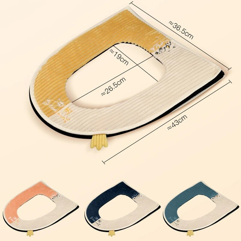Topla flanelska podloga za WC sjedalo Zimska deblja kupaonska podloga za WC školjku Jastuk s ručkom Closestool Mat Kupaonski pribor